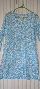 Gretchen Scott Cotton Draw String Dress Size Small Blue White Cottagecore Light - Picture 1 of 10