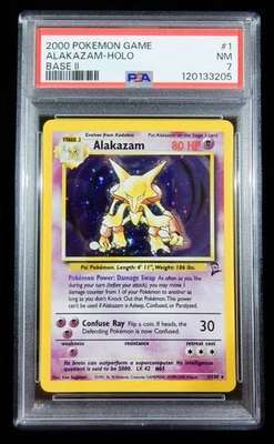 PSA 7 Pokemon 2000 Base Set 2 Alakazam Holo 1/130 NM - Image 1 of 2