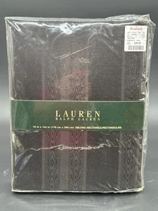 NEW Ralph Lauren Moire Strip Black 70 x 144 Tablecloth Oblong Rectangular - Picture 1 of 3