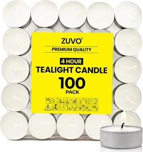 Tea Lights Candles 4 Hour Burn (100 Pack) - White 4 hour 100 Pack, - Picture 1 of 2