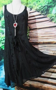 PLUS SIZE 🔥MEDIEVAL GOTHIC EMBROIDERY BLACK CORSET KNEE LENGTH DRESS🔥 22 - 24 - Picture 1 of 6