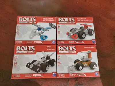 Juego de 4 kits de pernos Erector by Meccano - coche, coche de carreras, helicóptero, excavadora Foto 1 de 4