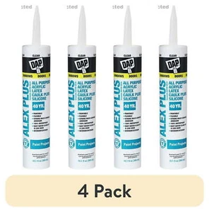 (4 pack) Alex Plus 10.1 oz Clear All Purpose Acrylic Latex Caulk Plus Silicone - Picture 1 of 5