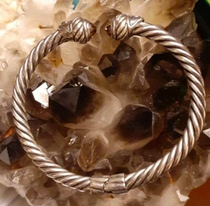 Vintage Designer feines Sterling Silber Citrin gedrehtes Kabel Klapp Armband 925 - Bild 1 von 12