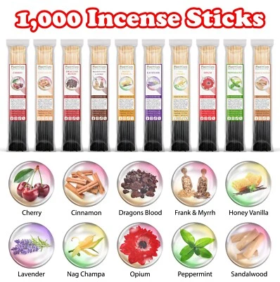 1000 Incense Sticks 11" Variety Pack Bulk Wholesale Set Hand Dipped Handmade Lot - Image 1 of 4