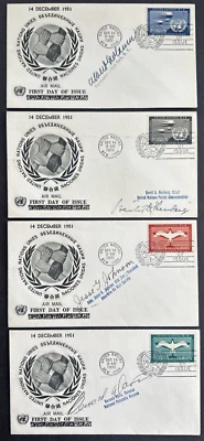 UNITED NATIONS UN 1951 Sc# C1-C4 Set of 4 Signed Airmail FDC's #12 of 100 - Image 1 of 2