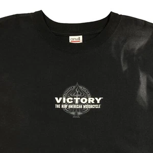 VICTORY Motorcycle T shirt Mens 2XL 90s Y2K Double Sided Black White V-Twin READ - Picture 1 of 16
