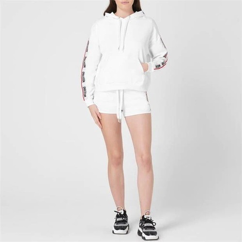 MOSCHINO Felpa con cappuccio da donna bianca con nastro taglia S