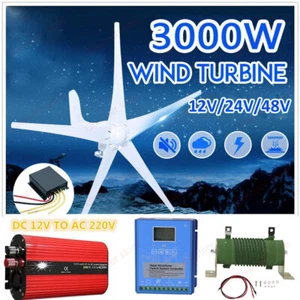 3000W 12V 24V 48V 5 Blades Wind Turbine Generator Windmill Inverter Controller - Picture 1 of 29
