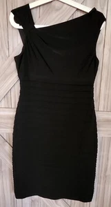 London Times Women Black Sleeveless Pleated Sheath Evening Party Dress SZ 10 - Picture 1 of 5