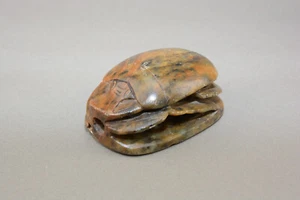 Large vintage grand tour Egyptian scarab beetle with hieroglyphs carved stone ci - Picture 1 of 7