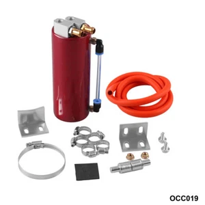 Universal 350ml Aluminum High Capacity Engine Oil Catch Tank Reservoir Can RED - Picture 1 of 11