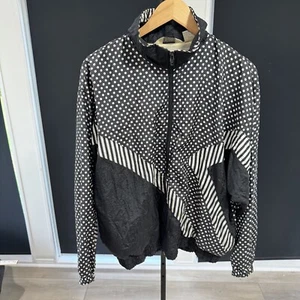 Vintage Blair Boutique Black White Polka Dot Retro Full Zip Windbreaker Jacket L - Picture 1 of 10