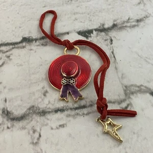 Red Hat Society Charm Purple Bow Red Ribbon Gold Toned - Picture 1 of 6