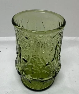 Vintage Juice Glasses Anchor Hocking Rainflower Avocado Green Beverage Glass - Picture 1 of 4