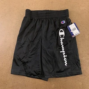 Champion Youth Size Small Black Mesh Vertical Script Logo Athletic Shorts NWT - Picture 1 of 4