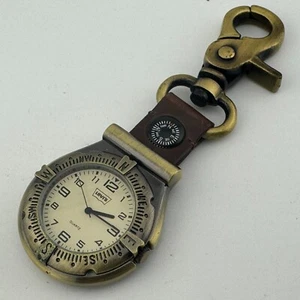 Levi's Quartz Pocket Watch Men Bronze Tone Snap-on Open Face Analog New Battery - Picture 1 of 6