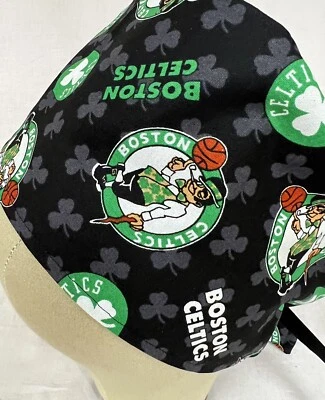 Men/Women Surgical Scrub Cap Lined Boston Basketball Cool 100% Cotton - Image 1 of 3