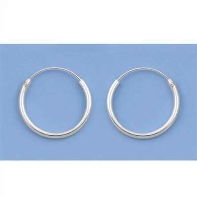 Continuous Hoop Earrings 1.2 mm Sterling Silver 925 Best Price Jewelry Assorted - Image 1 of 2