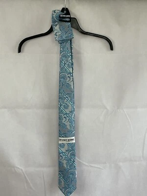 STACY ADAMS NEW Tie & Hanky Gift  Set Paisley & Geometric In Teal Silver NWT BN6 - Image 1 of 4