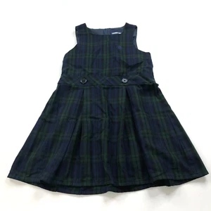 Lands End Youth Girls 7 School Uniform Jumper Dress Skirt Navy Green MINT - Picture 1 of 10