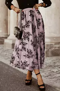 Maxi Falda Cintura Alta Bordada Hojas Florales Flor Melocotón - Imagen 1 de 3