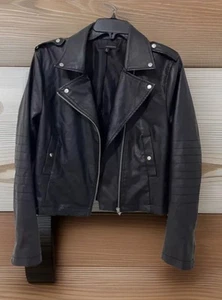 Ladies HARVE’ BENARD Black PU Leather Biker Lined Jacket. Size S (US). - Picture 1 of 10