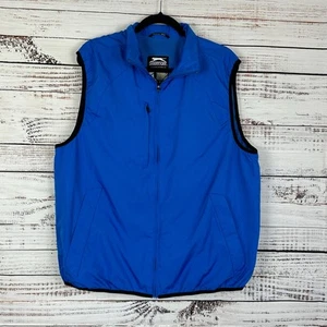 Men's EUC Slazenger Golf Outdoor Full Zip Nylon Vest Blue Black Pockets Size L - Picture 1 of 8