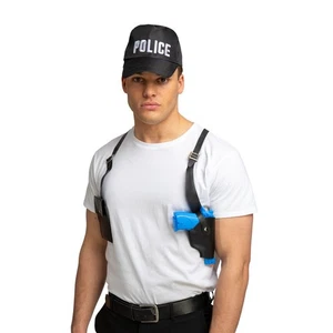Police Gun & Shoulder Holster Fancy Dress Cop Sheriff Pistol Adult Accessory - Picture 1 of 6