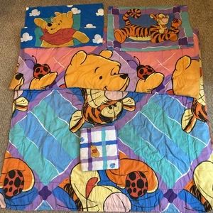 Vintage Disney Winnie Puuh Tigger Marienkäfer Doppel Bettdecke Laken & 2 Kissenbezüge - Bild 1 von 11