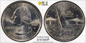 2001-D Washington State Quarter Rhode Island PCGS MS65 - Picture 1 of 6