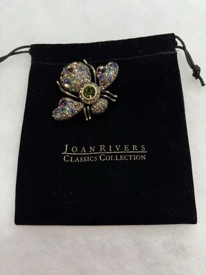 Signed JOAN RIVERS Bumble Bee Brooch Pin W/ Aurora Borealis Crystals - Image 1 of 4