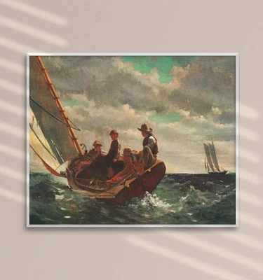 Winslow Homer Breezing Up Canvas/Poster Wall Art - Sailboat Painting Print - Image 1 of 2