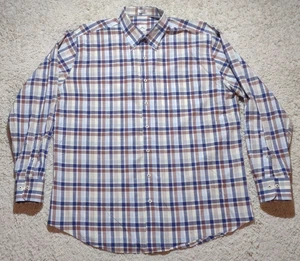 Peter Millar Shirt Mens XL Brown Blue Plaid Button Down Long Sleeve Classic - Picture 1 of 7