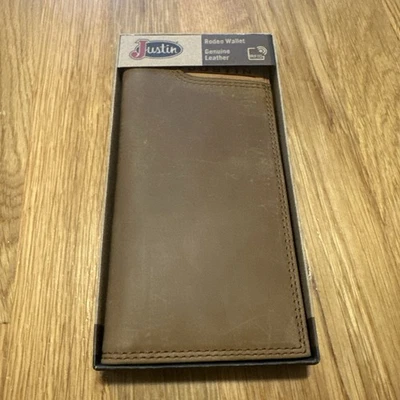 Justin Men's Two Tone Embossed Logo Rodeo Wallet (NEW) RFID Safe 22054767W3 - Image 1 of 4