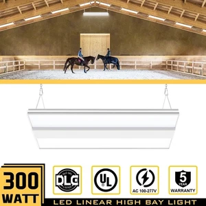 300W LED Linear High Bay Light Fixture, 45,000 Lumens Warehouse Shop Lamp 5000K - Picture 1 of 19