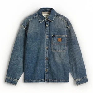 Carhartt WIP  W' Lovilia Shirt Jacket I034461 Blue Dirty Used Wash XS - Picture 1 of 7