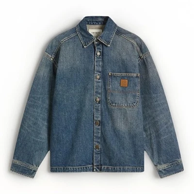 Carhartt WIP  W' Lovilia Shirt Jacket I034461 Blue Dirty Used Wash XS - Image 1 of 4