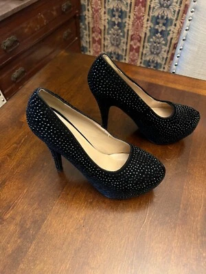 New w/out Box Women's Black Delicacy Stilettos Pumps Rhinestones 6" Heel Size 10 - Image 1 of 4