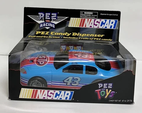 NASCAR Richard Petty #43 Blue Race Car Pull & Go PEZ Candy Dispenser NEW Cover