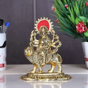 Durga Maa Statue Murti Metal Idol Religious Showpiece Figurines Sculpture - Picture 1 of 4