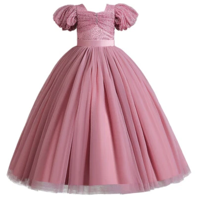 Flower Girl Sequin Lace-up Bow Dress for Kid Wedding Bridesmaid Pageant Party - image 1 of 4