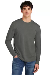 District DT109 Men's Ring Spun Perfect Blend CVC Long Sleeve Tee Top T-Shirt - Picture 1 of 11