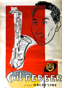 Chil'Debeer — affiche de jazz lithographique — disques Urania — 61x92 cm c.1940 - Picture 1 of 4
