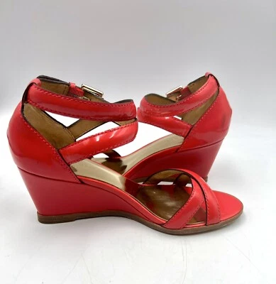 Beautiful COACH CORETTA Hibiscus PATENT CRISS CROSS WEDGE SANDAL Size 6.5B - Image 1 of 4