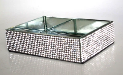 Bella Lux Crystal Mirror RHINESTONES ALL AROUND Soap Dish Small Tray Luxury Bath - Image 1 of 4