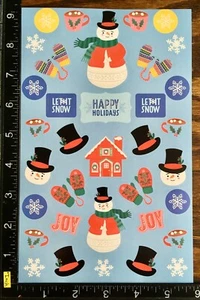 CHRISTMAS STICKERS, SNOW MAN, SNOW FLAKE, ONE SHEET BEAUTIFUL STICKERS #WINTER03 - Picture 1 of 2