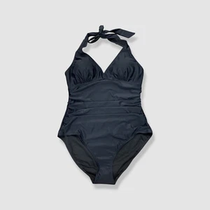 Jones New York Women's Black Halter Shirred One Piece Swimsuit Size XL - Picture 1 of 3