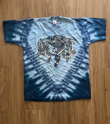 Vintage 1996 Tie Dye ACDC AC/DC Single Stitch  T-Shirt Brockum Rock 90s XL - Imagem 1 de 4