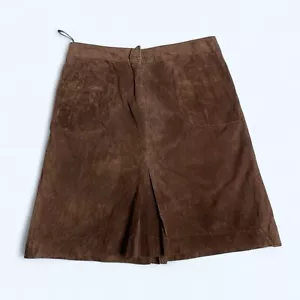 LILLY PULITZER Chocolate Brown Pig Suede Skirt UK 8 US 4 Knee Length Vintage - Picture 1 of 9